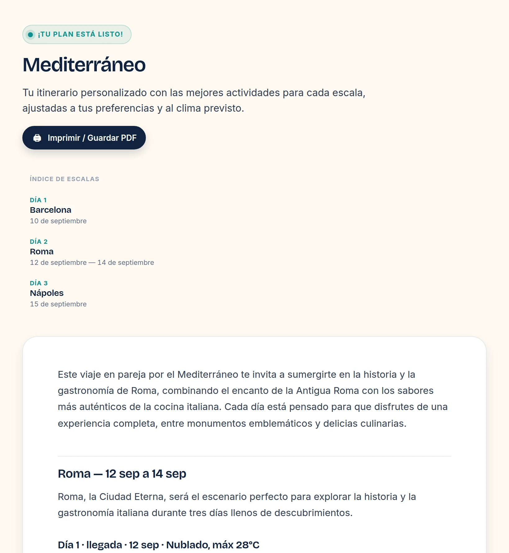 Informe complet del viatge generat per HeyOtti